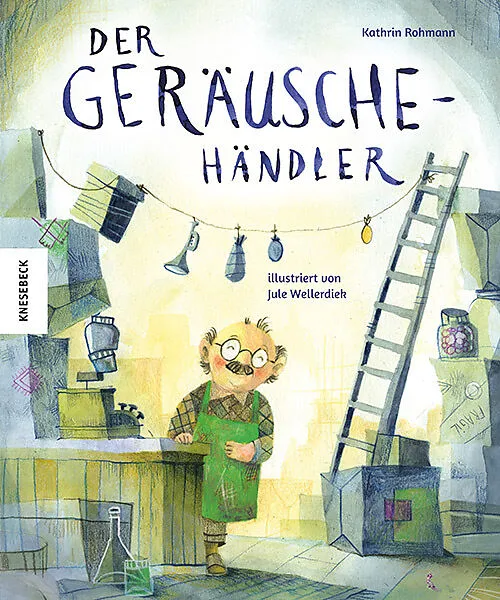 der-geraeuschehaendler-leiter-illustration-mann-waescheleine-brille-gruene-schuerze